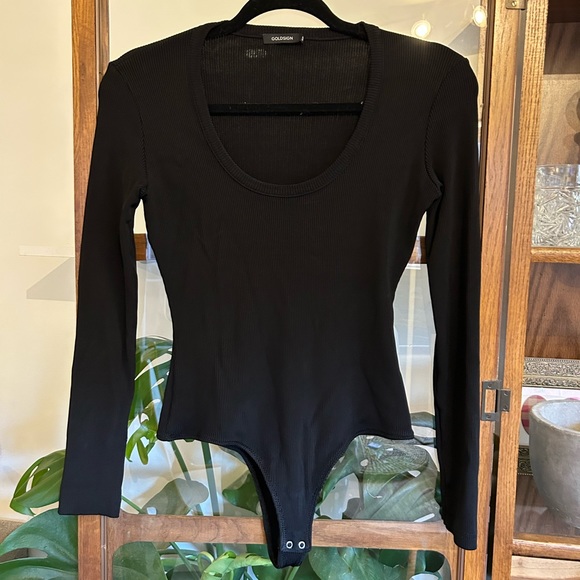 Goldsign black ribbed scoopneck bodysuit - Picture 2 of 8